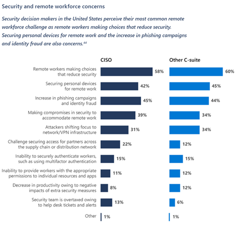 A graph showing the top concerns for the secure and remote workforce.