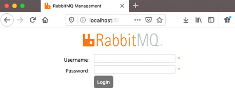 A screenshot of the RabbitMQ login screen