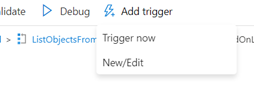 A screenshot of the Add trigger function