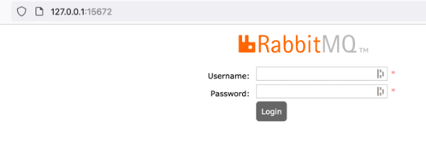 The RabbitMQ login screen