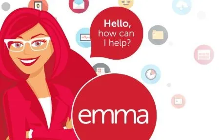 Picture of Emma, "Hello, how can I help?"