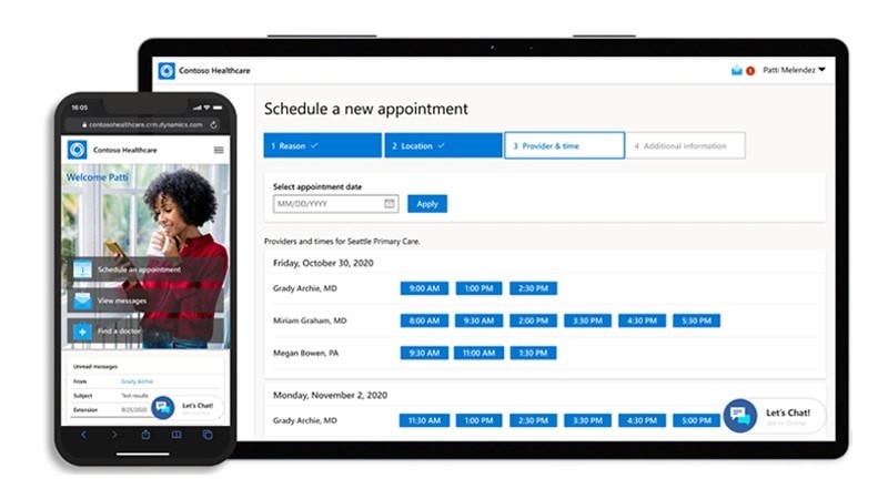 mobile view of an application for scheduling doctor appointments.