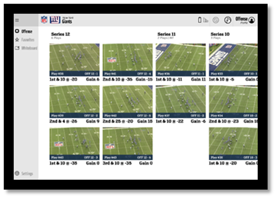 Surface screen showcasing NFL plays