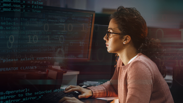 woman working on her computer