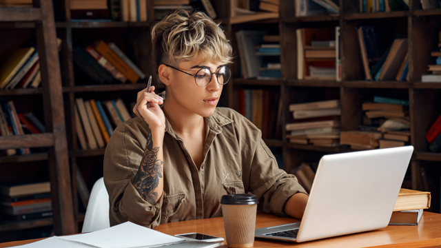 woman working on her laptop