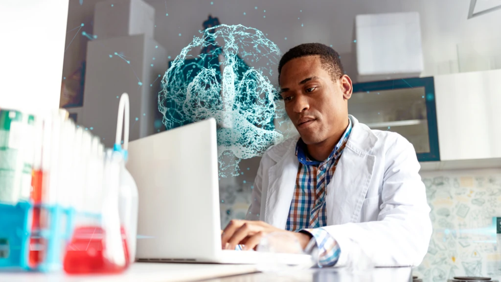 Doctor working on his laptop
