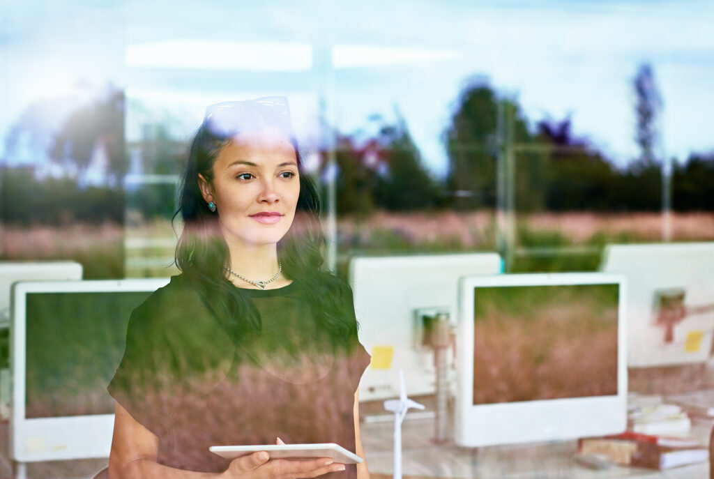 Businesswomen thinking about the future