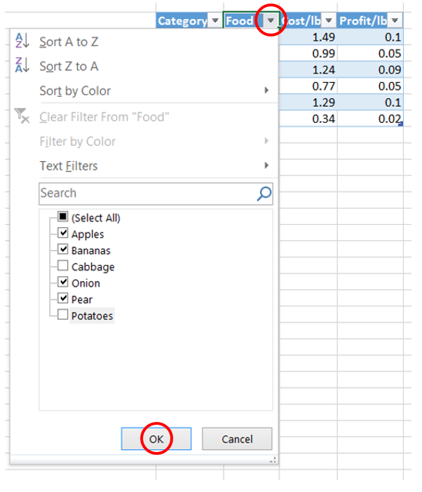 Apply Chart Filters Excel