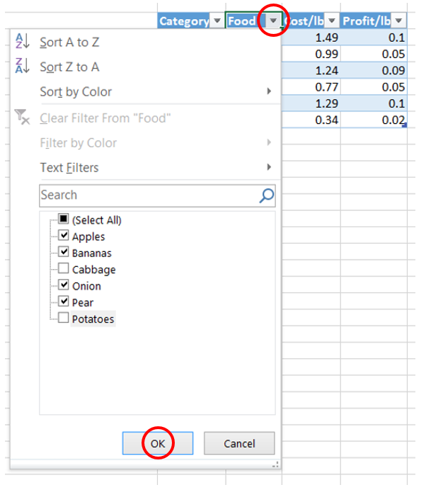 Filter Chart Excel