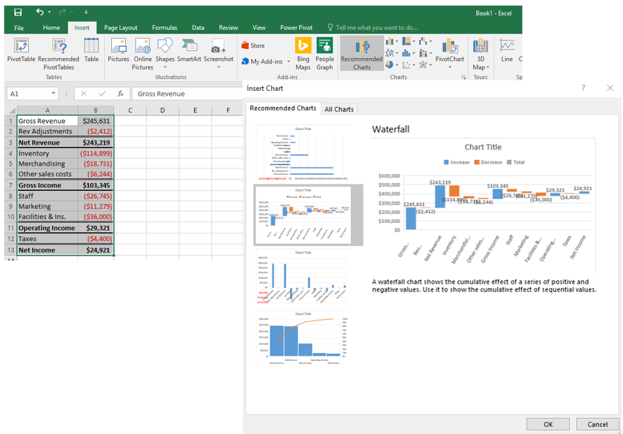 Microsoft Waterfall Chart