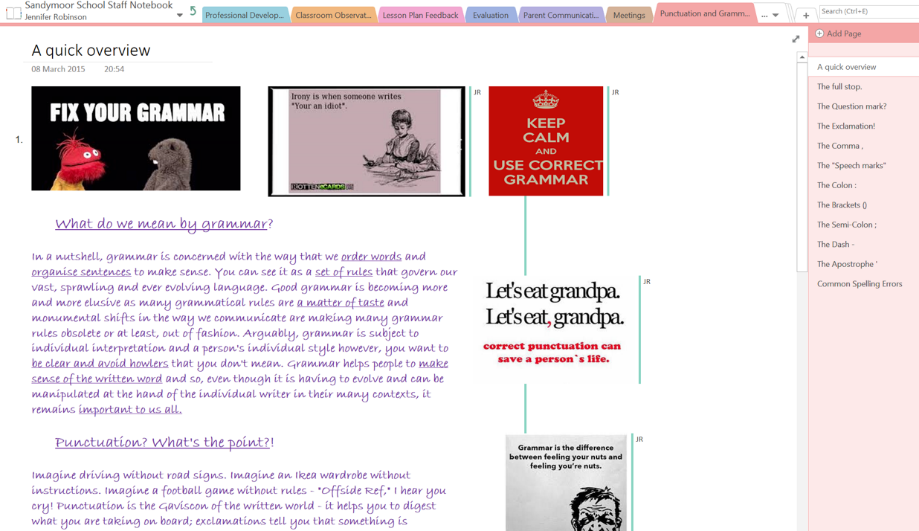 OneNote Staff Notebooks streamlining the administration of a school 3