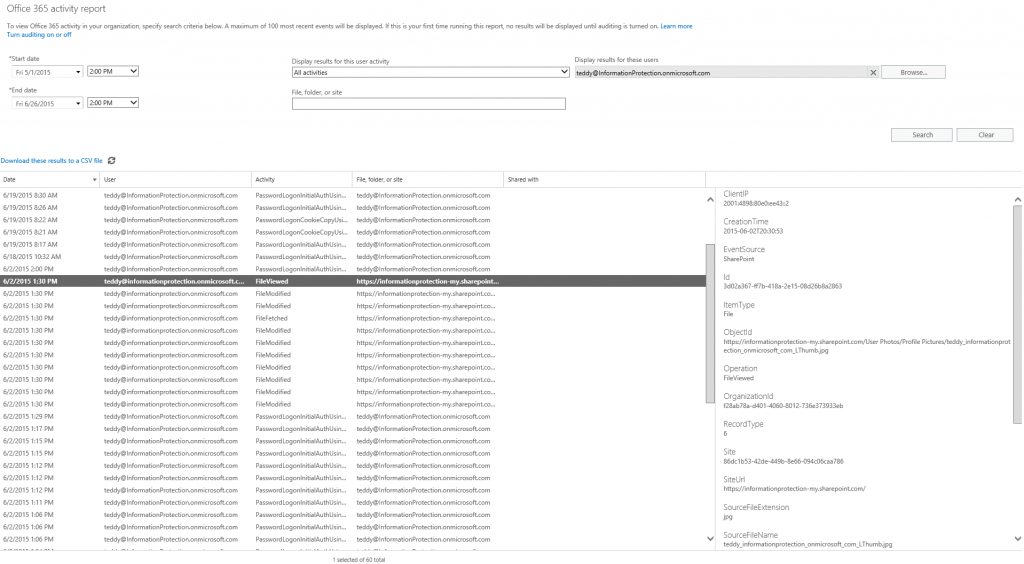 Announcing new activity logging and reporting capabilities for Office 365 1 v2