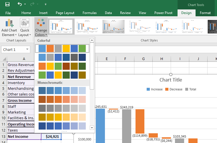 Introducing the Waterfall chart 9