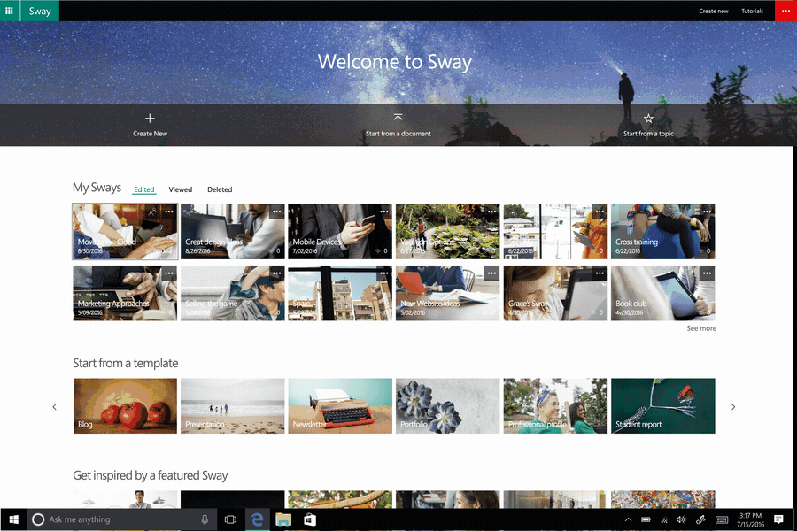 QuickStarter, audio and new styles in Sway - Microsoft 365 Blog