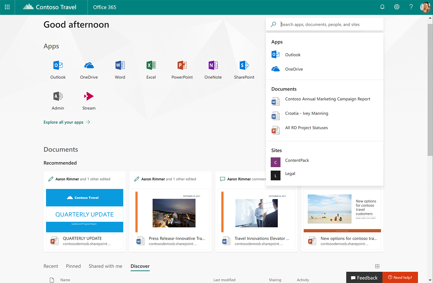 Screenshot shows the new Office.com.
