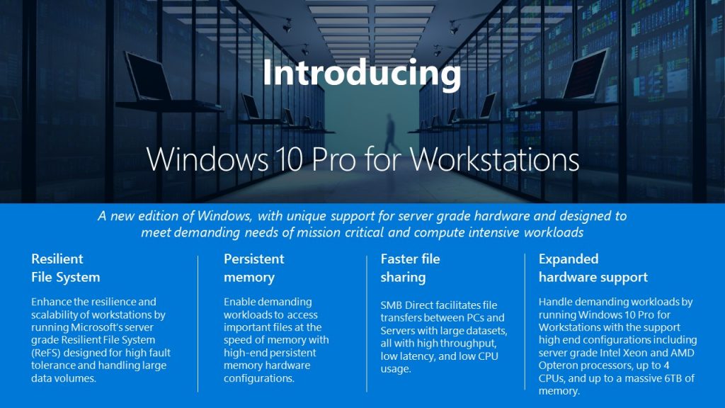 Microsoft announces Windows 10 Pro for Workstations