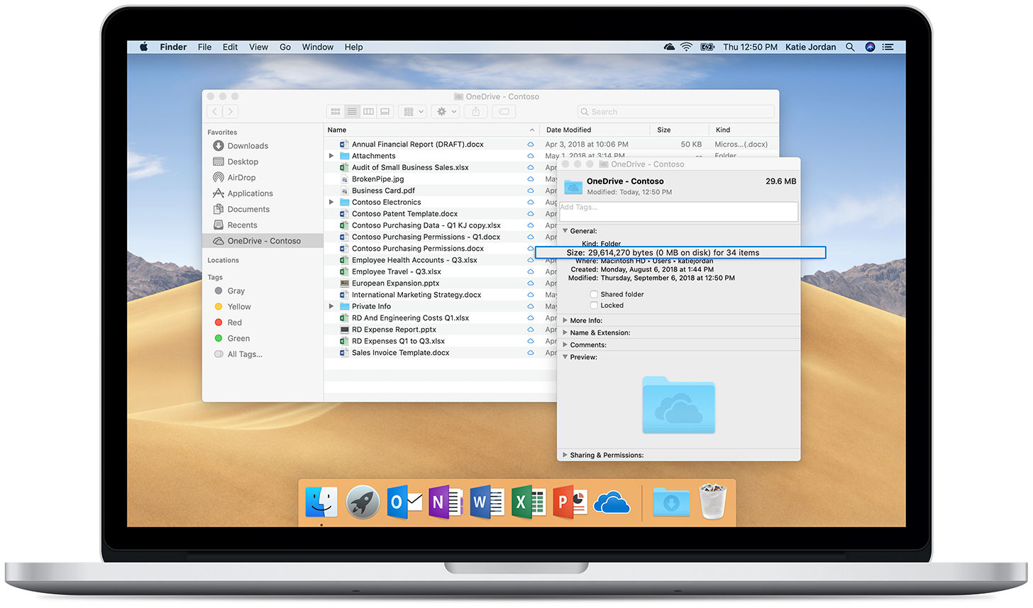 Image shows OneDrive Files On-Demand on an open Mac.