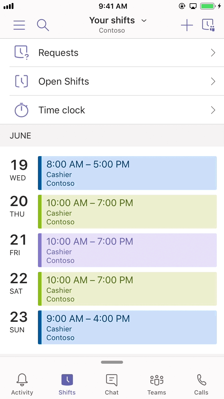 Teams time clock 