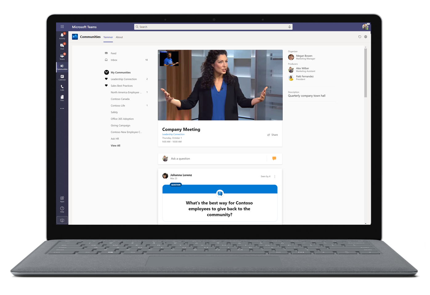 Immagine di una riunione aziendale in Microsoft Teams.