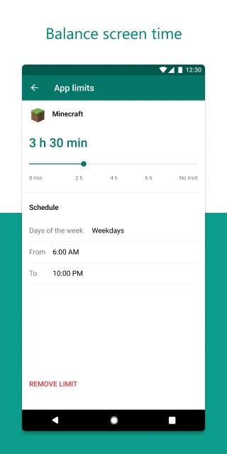 screen time limits in the Microsoft Family Safety app