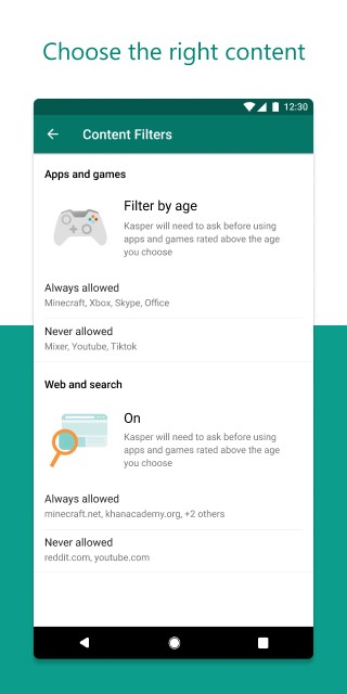 content controls in the Microsoft Family Safety app
