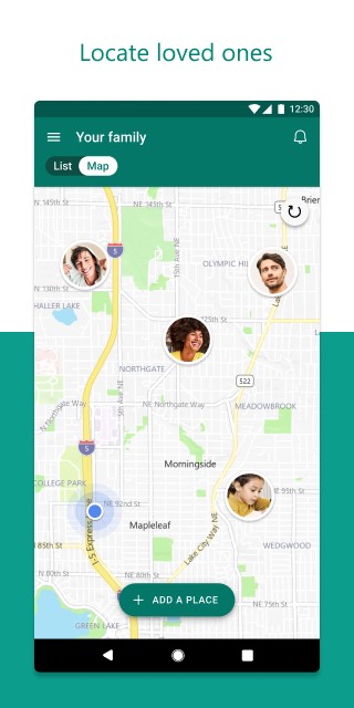 location sharing in the Microsoft Family Safety app