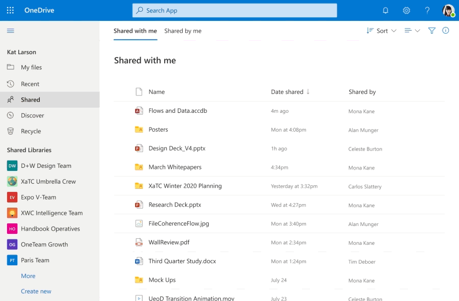 Imagen animada de la función Añadir a OneDrive