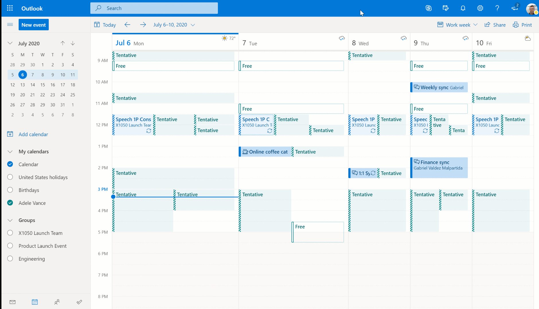 An animated image of Drag and drop a task from My Day into your calendar to turn them into an event with blocked time and reminders 