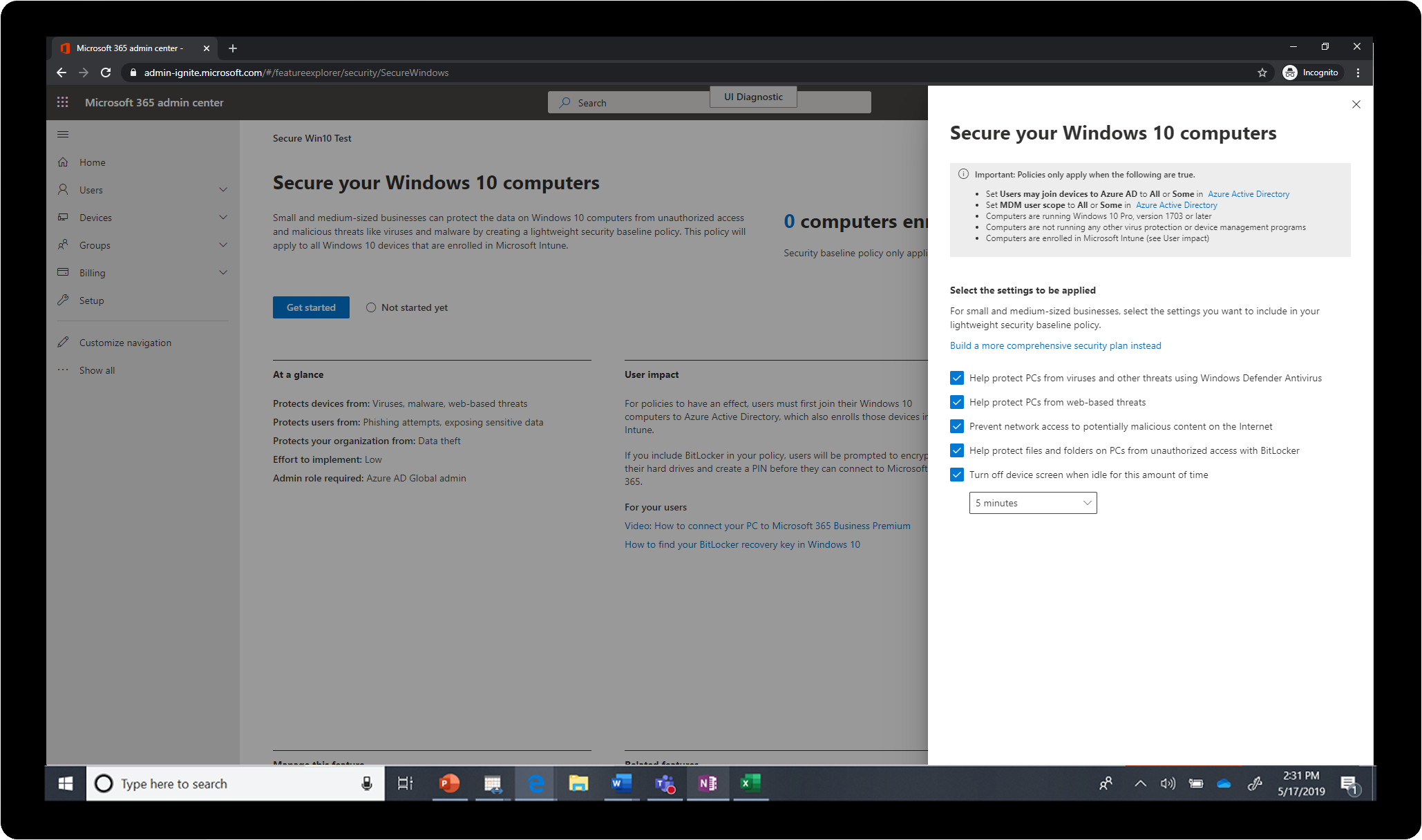 An image showing a simplified PC security set up experience.