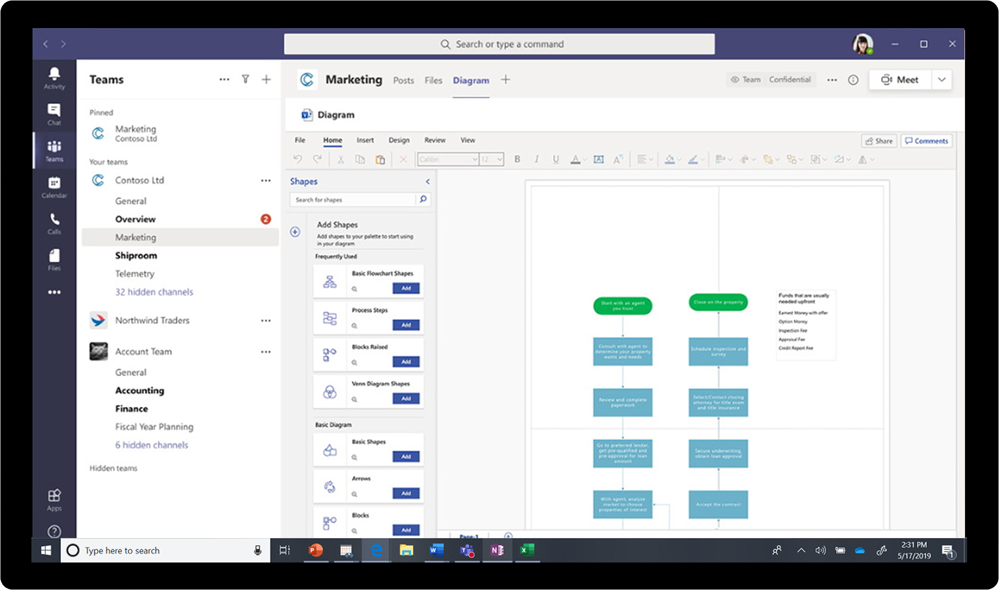 Een afbeelding met toegang tot Visio binnen Microsoft Teams.