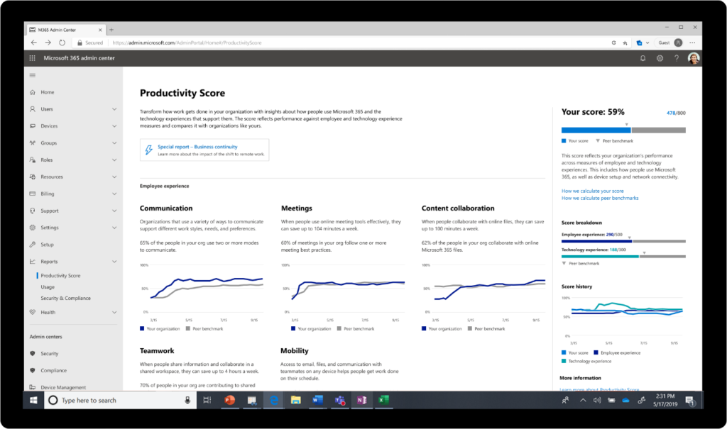 An animated image of the Leader Insights Productivity Score.