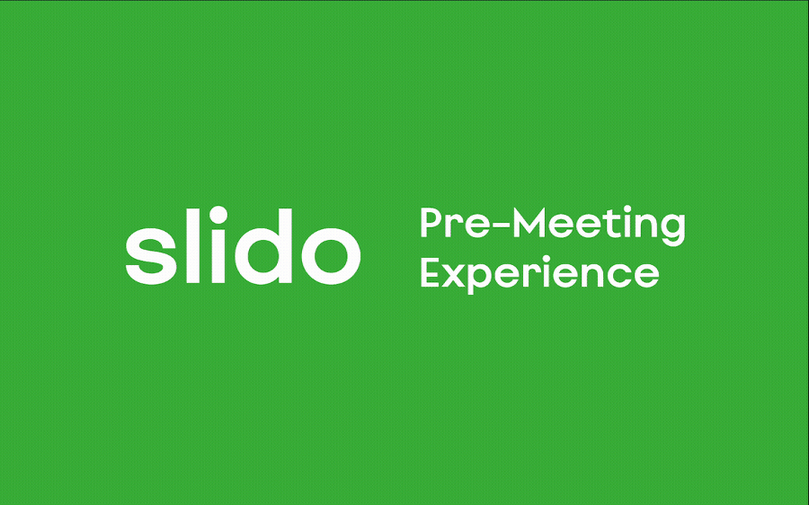 GIF image clip of Slido meetings app experience before, during, and after Teams meeting with team engaging with polls 