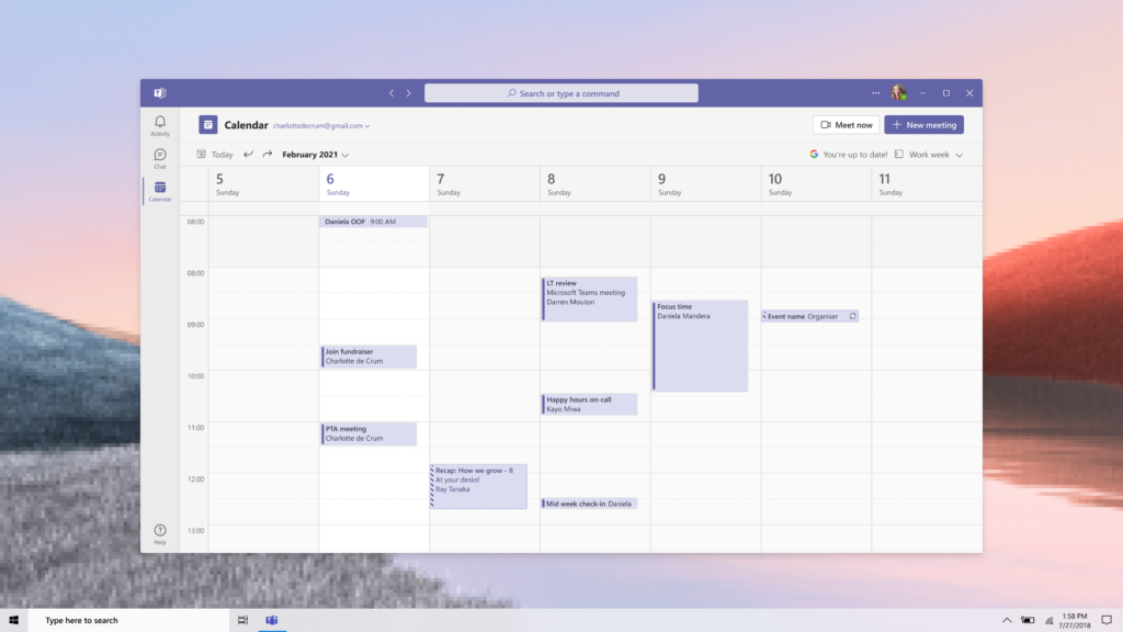 Shared default Google calendar integration.