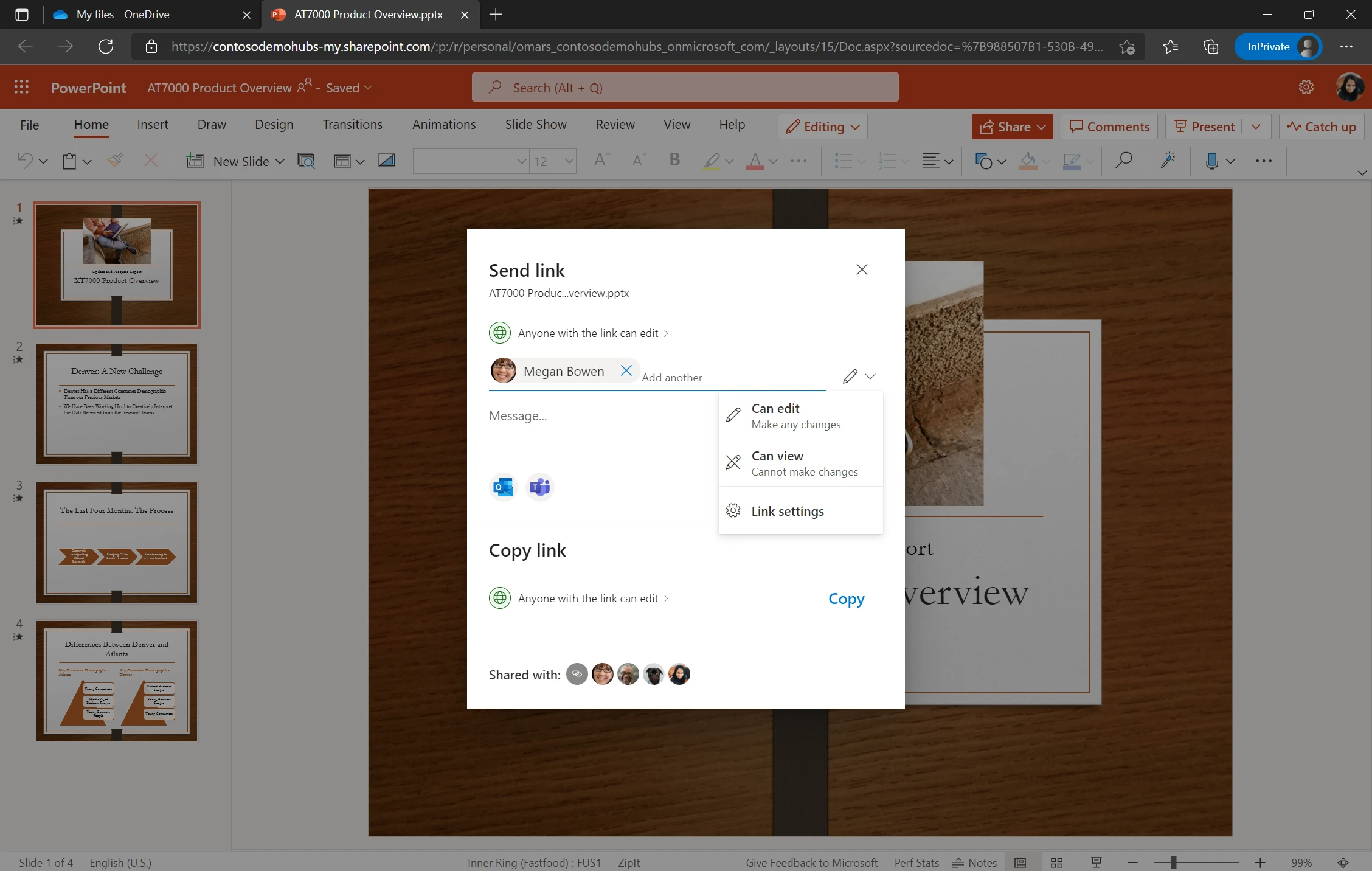 PowerPoint sharing experience consistent with that of OneDrive.
