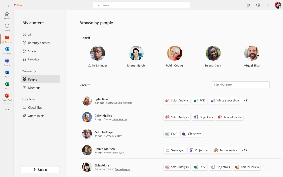 People Pinning on Office.com allows you to create a more personalized experience by pinning your top collaborators.