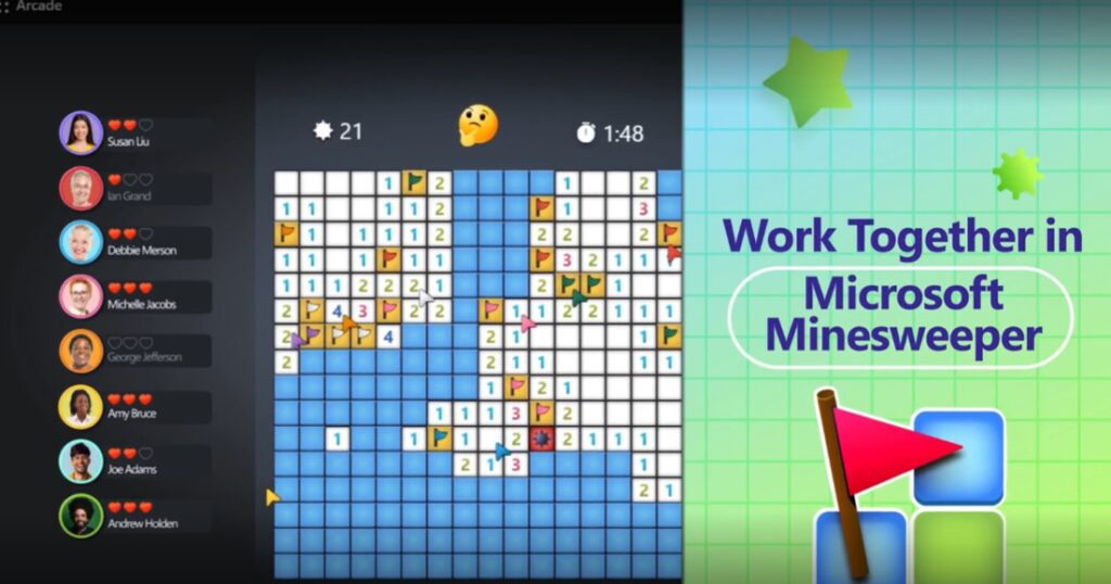 Minesweeper group play in Teams for Games for Work app.