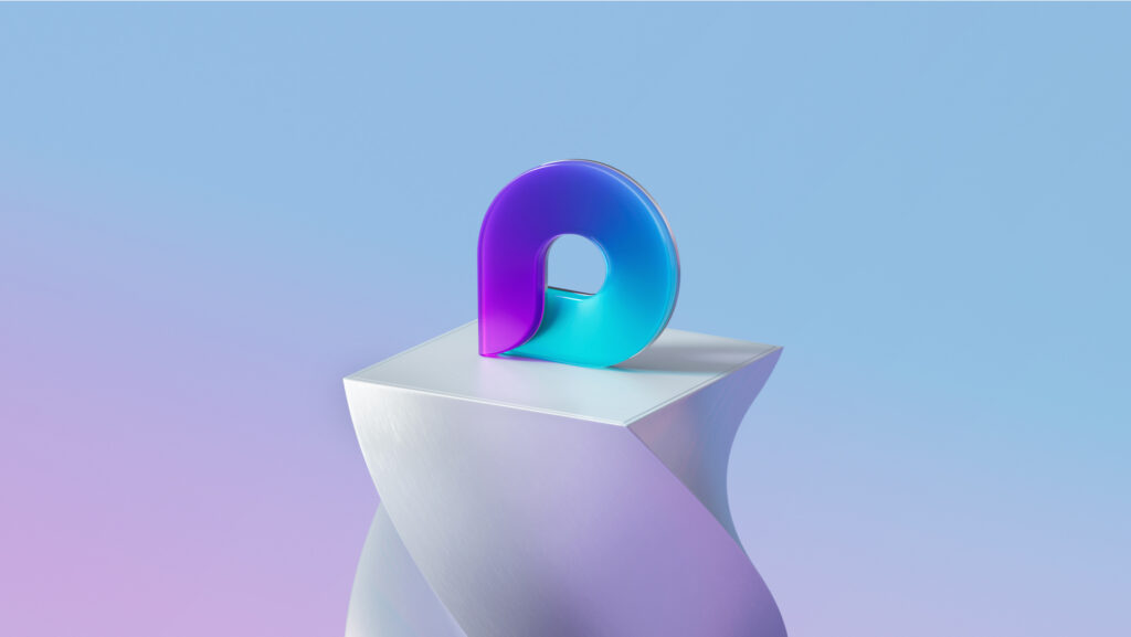 Microsoft Loop icon with blue and purple ombre background.
