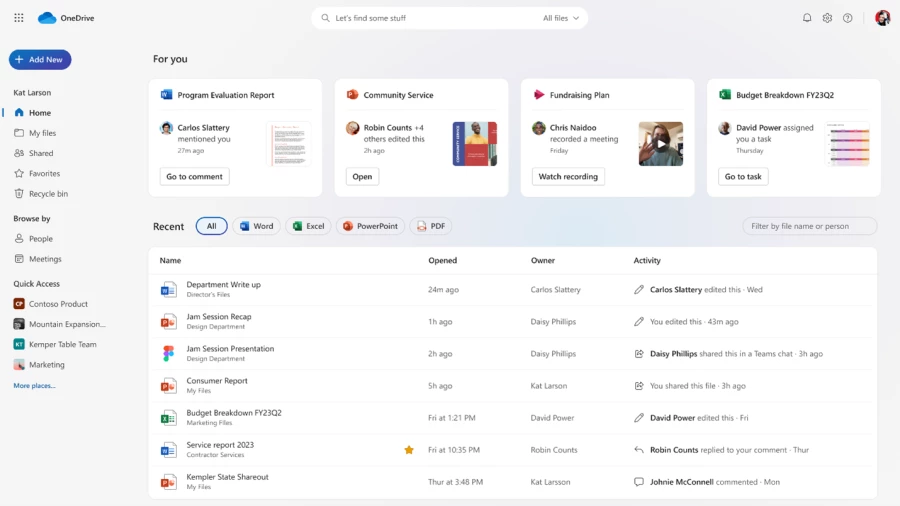 Find and work with your files effortlessly with the new OneDrive for Web home experience.