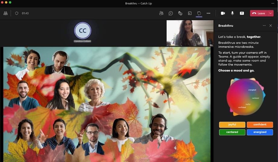  A screenshot of Breakthru in Teams, showing a group break session