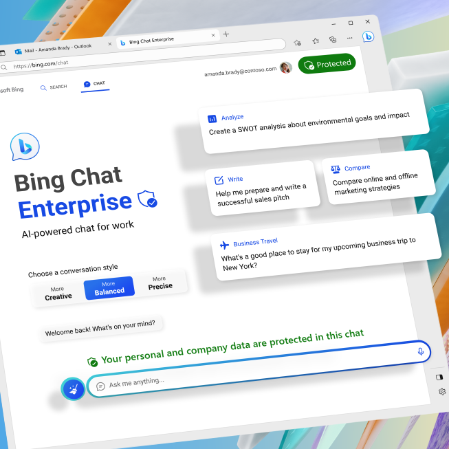 A screen capture of Bing Chat Enterprise