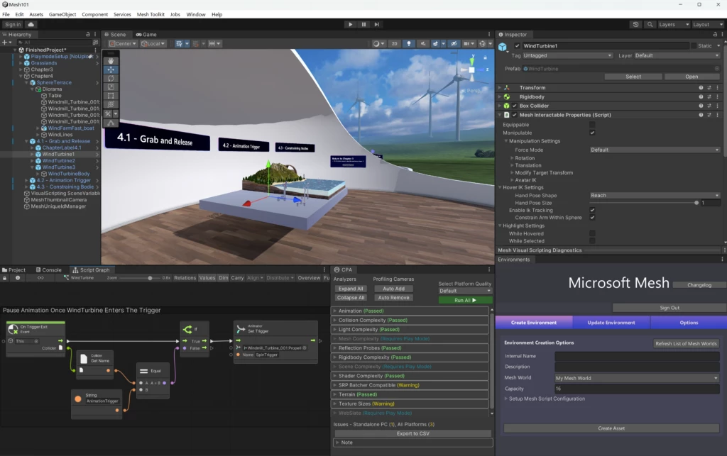 View of Mesh toolkit being used to create a customized environment.