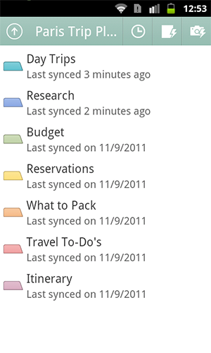 OneNote for Android app screenshot OneNote for Android app screenshot
