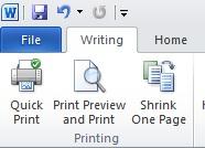 Shrink One Page command on the ribbon