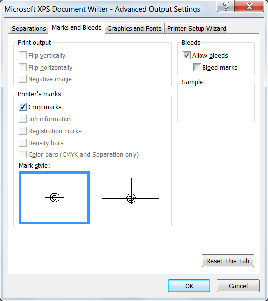 Advanced Output Settings dialog box