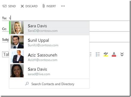 example of a dropdown showing suggested contacts