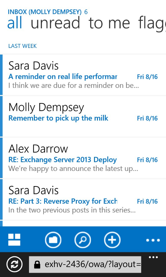 Viewing details inside an inbox for OWA. 