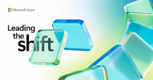 A decorative image that says "Leading the shift"