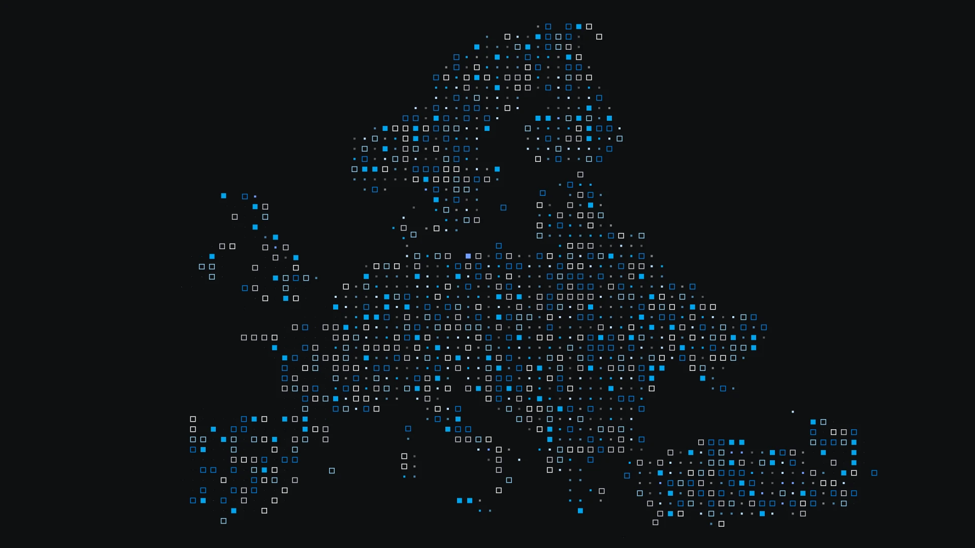 Map made of different shades of blue and grey dots.