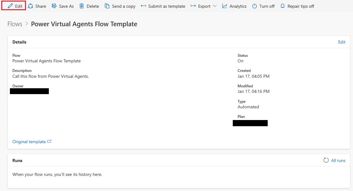 flows tab screenshot