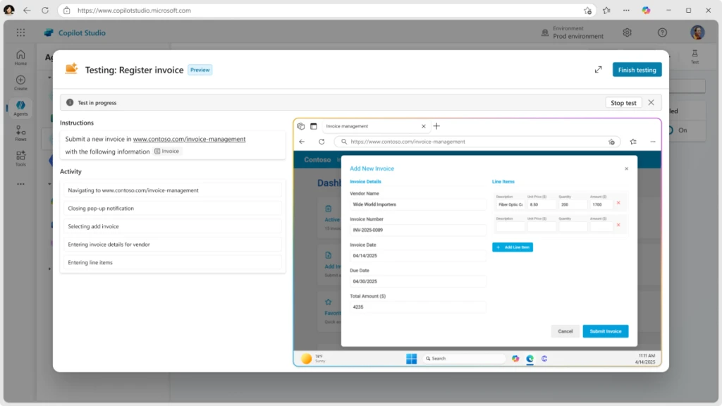 Testing: Register invoice dashboard